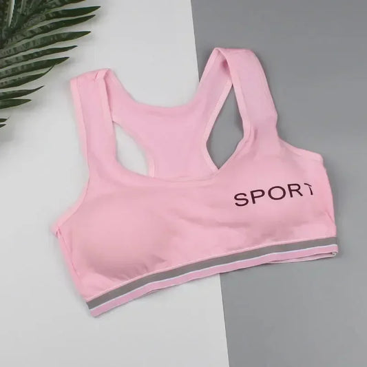 2024 New Pink Bra Girl Development Period Removable Padded Bra Middle School Student Vest Sports Bra Women's Top